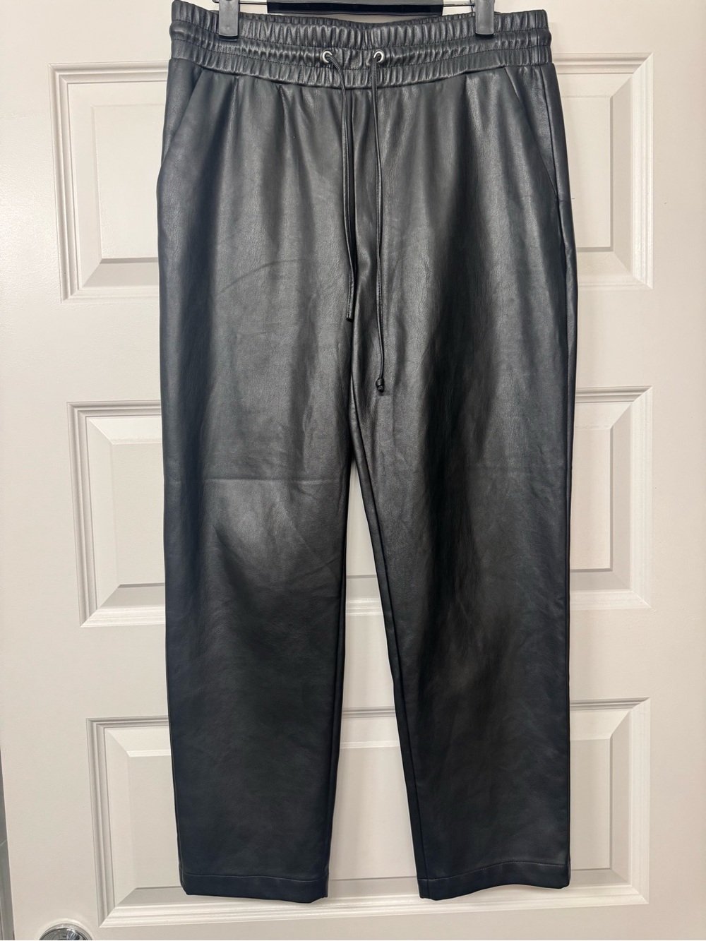 LOFT Black Faux Leather Jogger Pants
